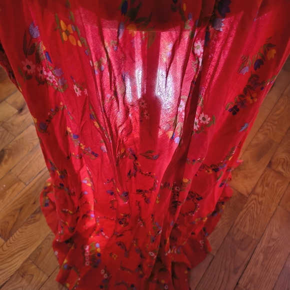 🍅Vintage 70s Red Floral Prairie Dress - Picture 14 of 16